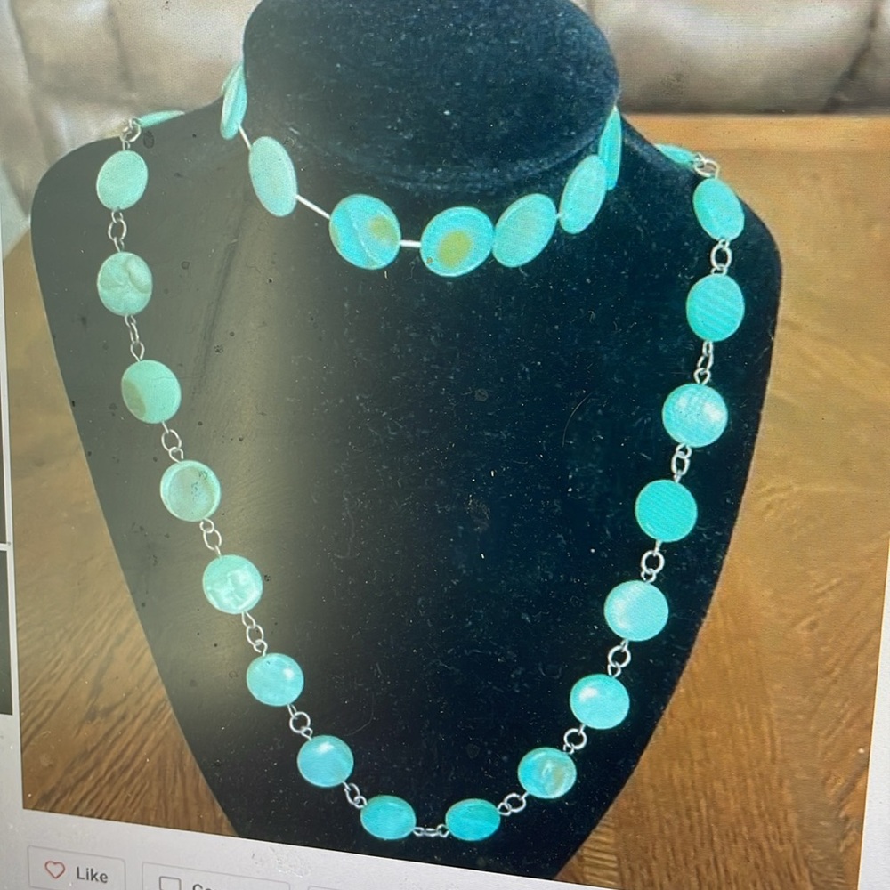 Blue necklace and matching bracelet